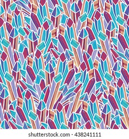 Colorful seamless pattern with crystal minerals. Repeating background. Can be used as print on fabric, wrapping, scrap-booking