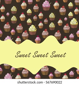 Colorful seamless pattern with cupcake s