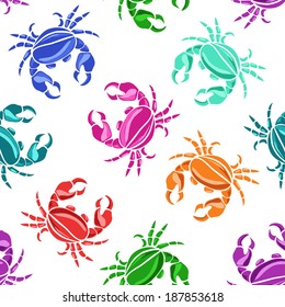 Colorful seamless pattern of cute crabs