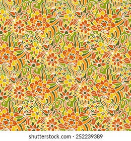 Colorful seamless pattern with cute fairy flowers.Can be used for cards, invitations, fabrics, wallpapers, ornamental template for design and decoration, etc