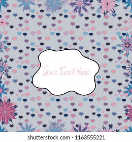 Colorful seamless pattern with cute flowers, paisley, gray, white and blue colors. Watercolor seamless pattern for textile. Hand drawn flower seamless pattern (tile).