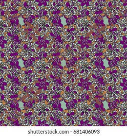 Colorful seamless pattern with cute flowers, paisley, background. Watercolor seamless pattern for textile. Hand drawn flower seamless pattern (tile).