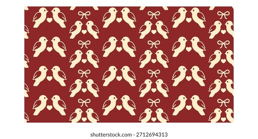 Colorful seamless pattern of cute love birds ideal for romance themes, Valentine decorations, and sweet gift designs.