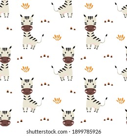 colorful seamless pattern with cute zebra, decorative cute wallpaper, good for printing, baby design, happy horses