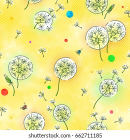 Colorful seamless pattern from dandelions