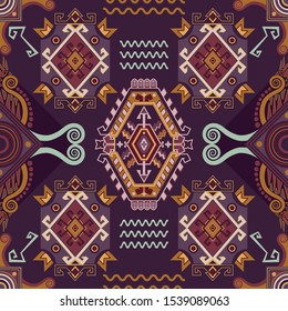 Colorful seamless pattern, decorative ornament. Ethnic wallpaper, vector clipart. Geometric seamless background. Design for fabric, textile, wallpaper, cover, ceramic tile
