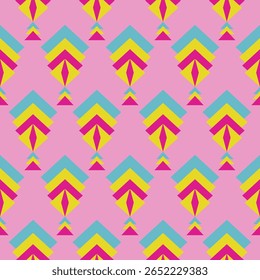 Colorful Seamless Pattern Design by Geometry Native American Indian Traditional Navajo Aztec Ethnic Textile Design 