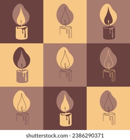 Colorful seamless pattern design. One line art candles in hand-drawn style. Abstract background. Vector illustration EPS10