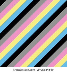 Colorful seamless pattern diagonal striped background with Polygender flag colors.Wallpaper vector.