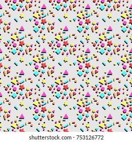 Colorful seamless pattern with different geometric shapes