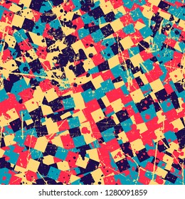 Colorful seamless pattern. Digital pattern with different square colors elements for banner or mobile application. Vector Texture.