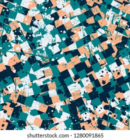 Colorful seamless pattern. Digital pattern with different square colors elements for banner or mobile application. Vector Texture.