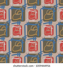 colorful seamless pattern with doodle heart.