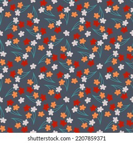 colorful seamless pattern with doodling flowers