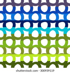 Colorful seamless pattern with dot and sun elements separated by color stripes on white background.