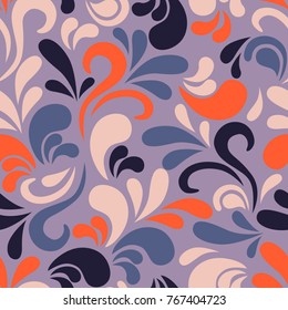 Colorful seamless pattern with drops. Decorative wallpaper, good for printing. Hand drawn overlapping background, texture, decor elements and shapes. Design backdrop vector. Art print