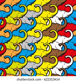 Colorful seamless pattern with elephants.