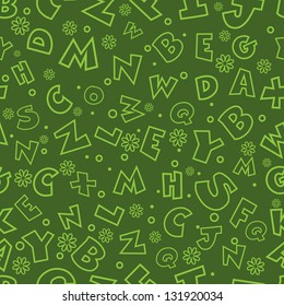 Colorful seamless pattern with English letters, alphabets.