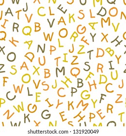Colorful seamless pattern with English letters, alphabets.