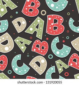 Colorful seamless pattern with English letters, alphabets.