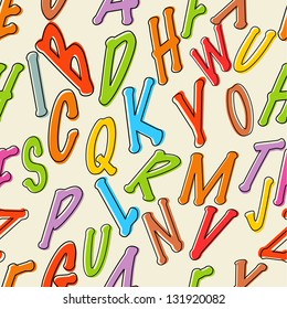 Colorful seamless pattern with English letters, alphabets.