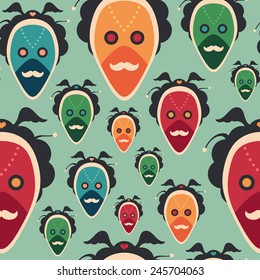 Colorful seamless pattern with extravagant masks.