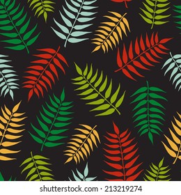 Colorful seamless pattern with fern. Beautiful herbal vector background.
