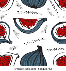 Colorful seamless pattern with figs