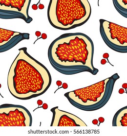 Colorful seamless pattern with figs