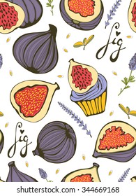 Colorful seamless pattern with figs. Illustration in vector format
