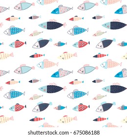 Colorful seamless pattern with fish