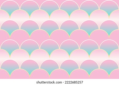 Colorful Seamless pattern, fish scales, Japanese wave painting designed for background, wallpaper, traditional clothing, carpet, curtain, and home decoration. 