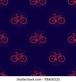 Colorful seamless pattern with fix bike, hipster style, vector