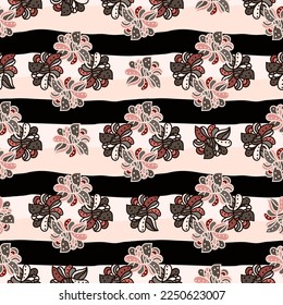 Colorful seamless pattern with floral and plants element. Freehand mandala ornament. Doodle paisley style wallpaper. Design for fabric, textile print, wrapping, cover. Vector illustration