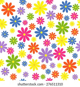 colorful seamless, pattern  of flower on a white  background, vector illustration