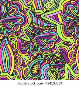 colorful seamless pattern , flower and star