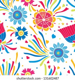 Colorful seamless pattern with flowers. Seamless pattern can be used for wallpaper, pattern fills, web page background, surface textures.