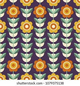 Colorful seamless pattern with flowers. Decorative wallpaper, good for printing. Hand drawn overlapping background, texture, decor elements and shapes. Design backdrop vector. Art print