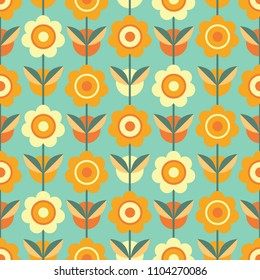 Colorful seamless pattern with flowers. Decorative wallpaper, good for printing. Hand drawn overlapping background, texture, decor elements and shapes. Design backdrop vector. Art print