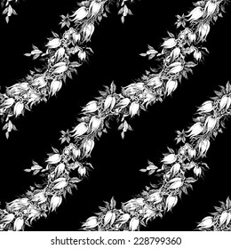 Colorful seamless pattern with flowers on black background vector illustration