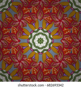 Colorful seamless pattern. Flowers on colored background. Doodle style. Perfect for textile, cover design. Hand drawn seamless autumn floral flower pattern.