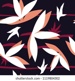 Colorful seamless pattern with flowers, spots. Decorative colored wallpaper, good for printing. Hand drawn overlapping background, texture with decor elements, lines and shapes. Design backdrop vector