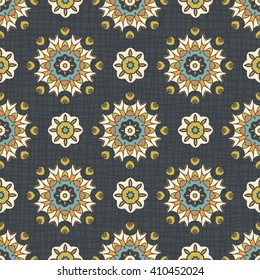 Colorful seamless pattern in  flowers. White background with ornament. Editable vector file 