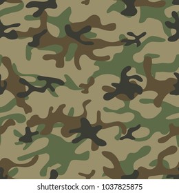 Colorful seamless pattern of forest camouflage. Khaki texture. Simple flat vector illustration. For the design of fabric, wrapping paper, covers, web sites.
