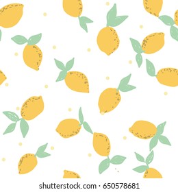 Colorful seamless pattern with fresh lemon.lemons background