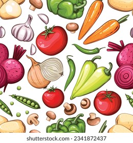 Color del patrón de Seamless con verduras frescas Fondo del patrón de alimentos