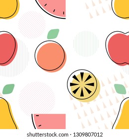 Colorful seamless pattern with fruits. Vector abstract illustration 