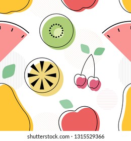 Colorful seamless pattern with fruits. Vector abstract illustration