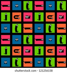 Colorful seamless pattern with funny cats