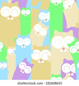 Colorful seamless pattern with funny cats